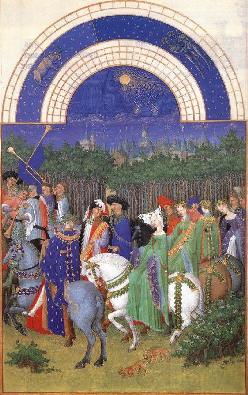 LIMBOURG brothers Les trs riches heures du Duc de Berry: Mai (May) g